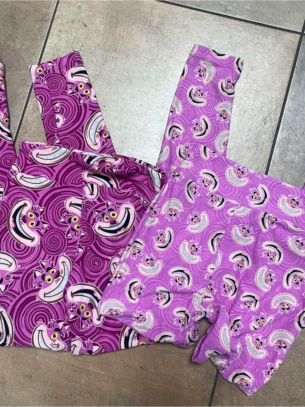 Disney LulaRoe 2 Pairs Cheshire Cat Alice Wonderland Leggings TWEEN girl 8-14
